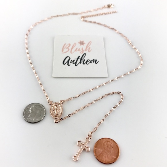 3 for $25⚡️rosary cross Mary necklace - Picture 3 of 8